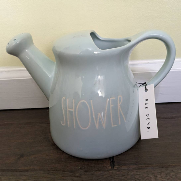 Rae Dunn Other - Rae Dunn Pitcher Watering Can "SHOWER” Baby Pastel Blue NEW with Tags